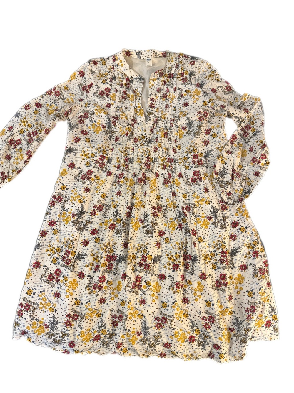 Old Navy White Floral Dress with Yellow & Red Blooms